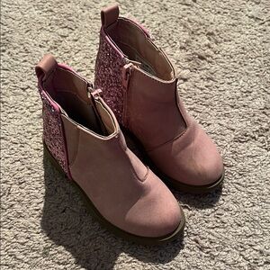 Chic Pink Glitter Kids Boots